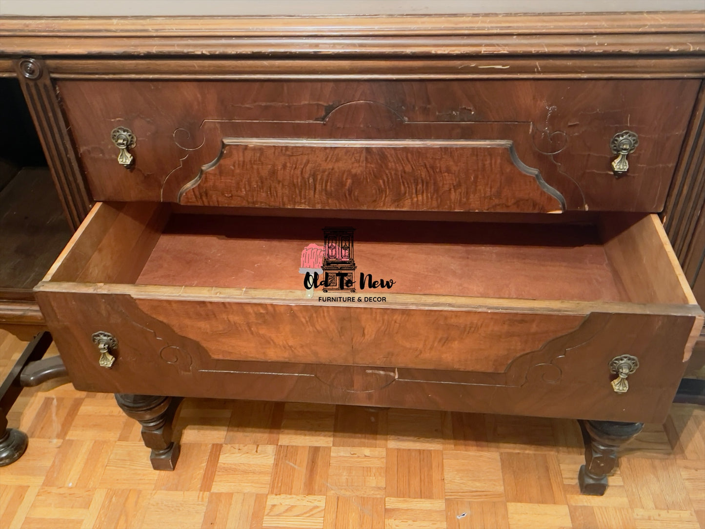 Unfinished Gorgeous Large Jacobean Buffet Credenza