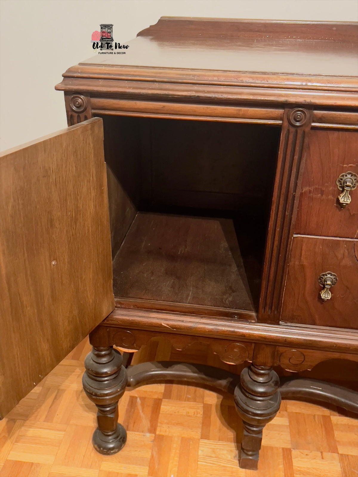 Unfinished Gorgeous Large Jacobean Buffet Credenza