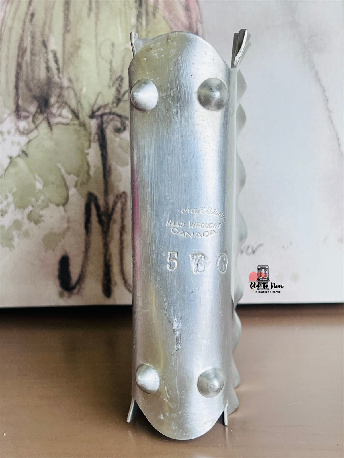 Vintage Canadian Made Aluminum Napkin Holder with a Pinecone Design.