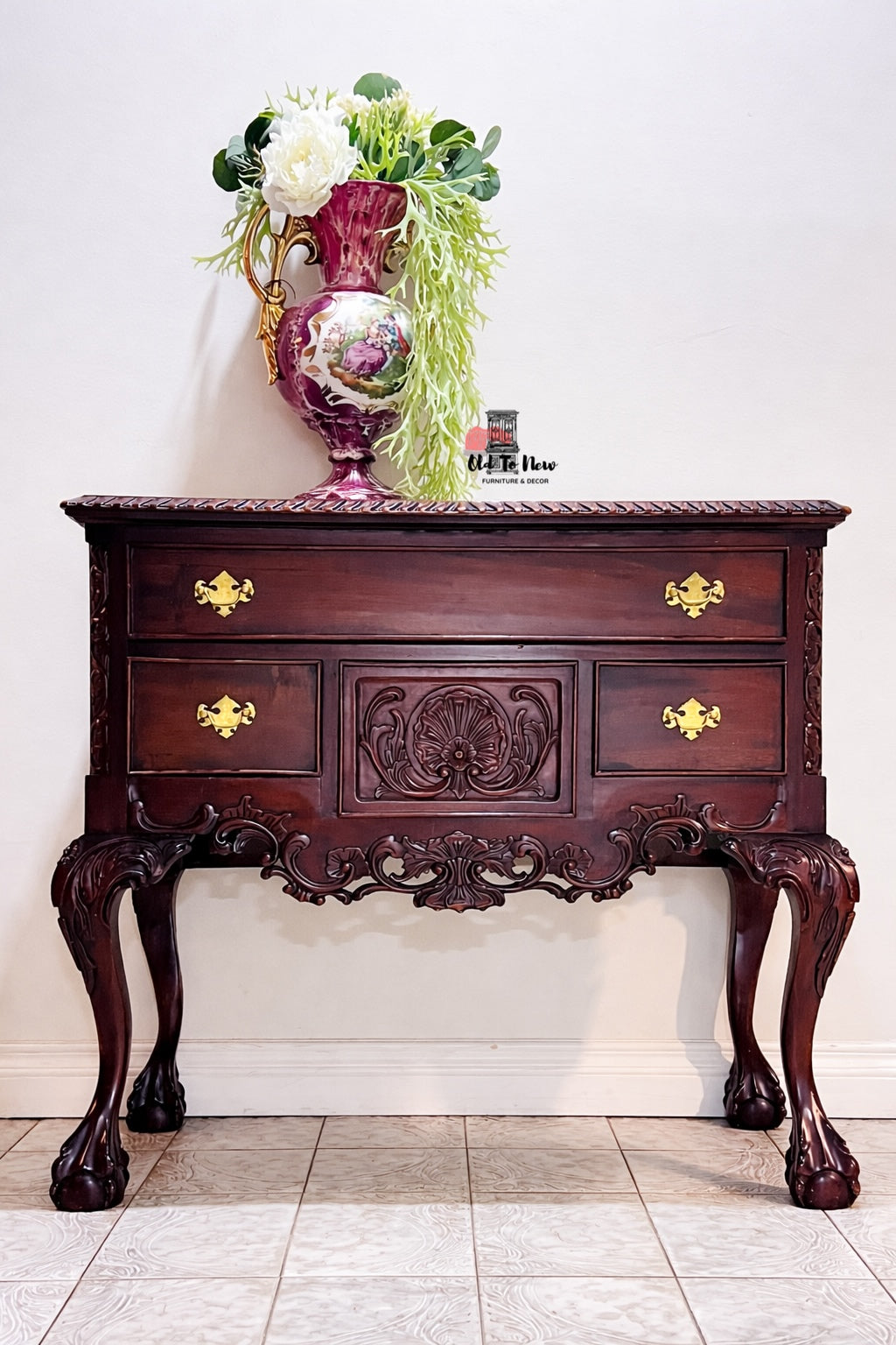 Stunning Antique Wood Furniture Available for Purchase; Choose Paint Color and Customize This Compact Sideboard Entryway Storage Unit.