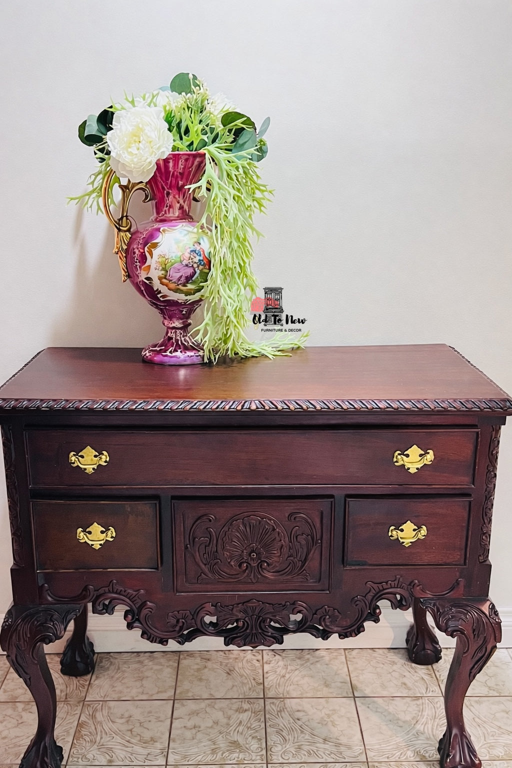 Stunning Antique Wood Furniture Available for Purchase; Choose Paint Color and Customize This Compact Sideboard Entryway Storage Unit.