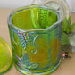 Vintage Indiana Glass Iridescent Green Carnival Glass Canister Grape Harvest