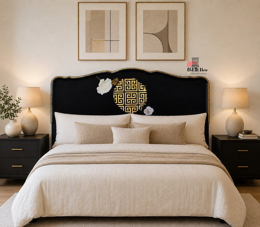 Black and Gold Large Headboard French Provincial Design