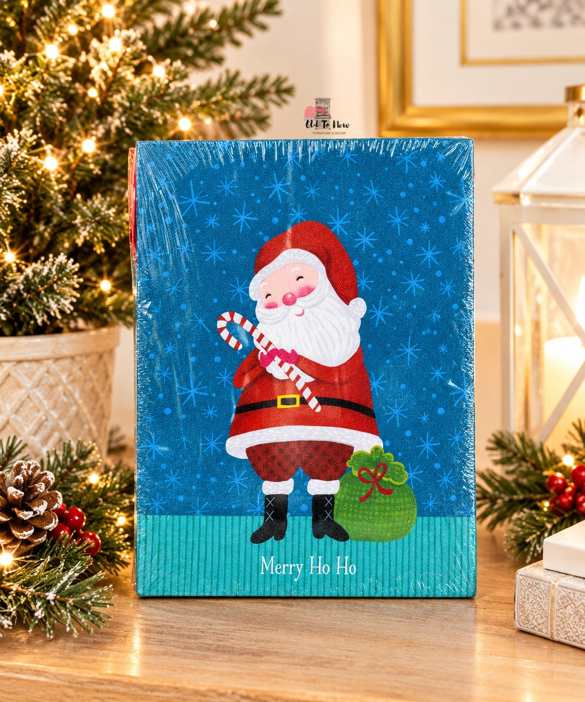 Light-Up Wendy Wiinanen "Merry Ho Ho" Jolly Santa Stretched Canvas Wall Art