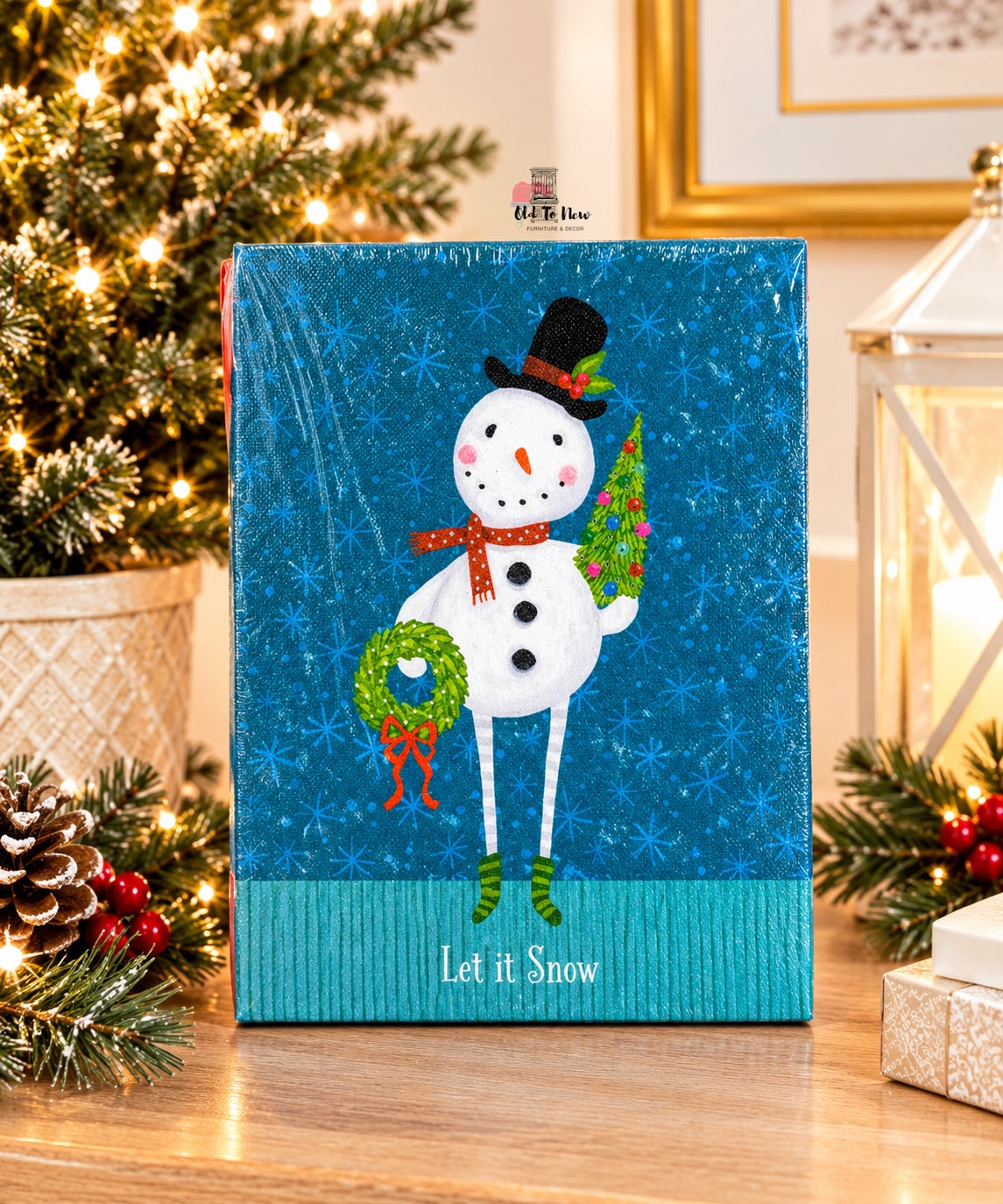 Light-Up Wendy Wiinanen "Let It Snow" Whimsical Snowman Stretched Canvas Wall Art