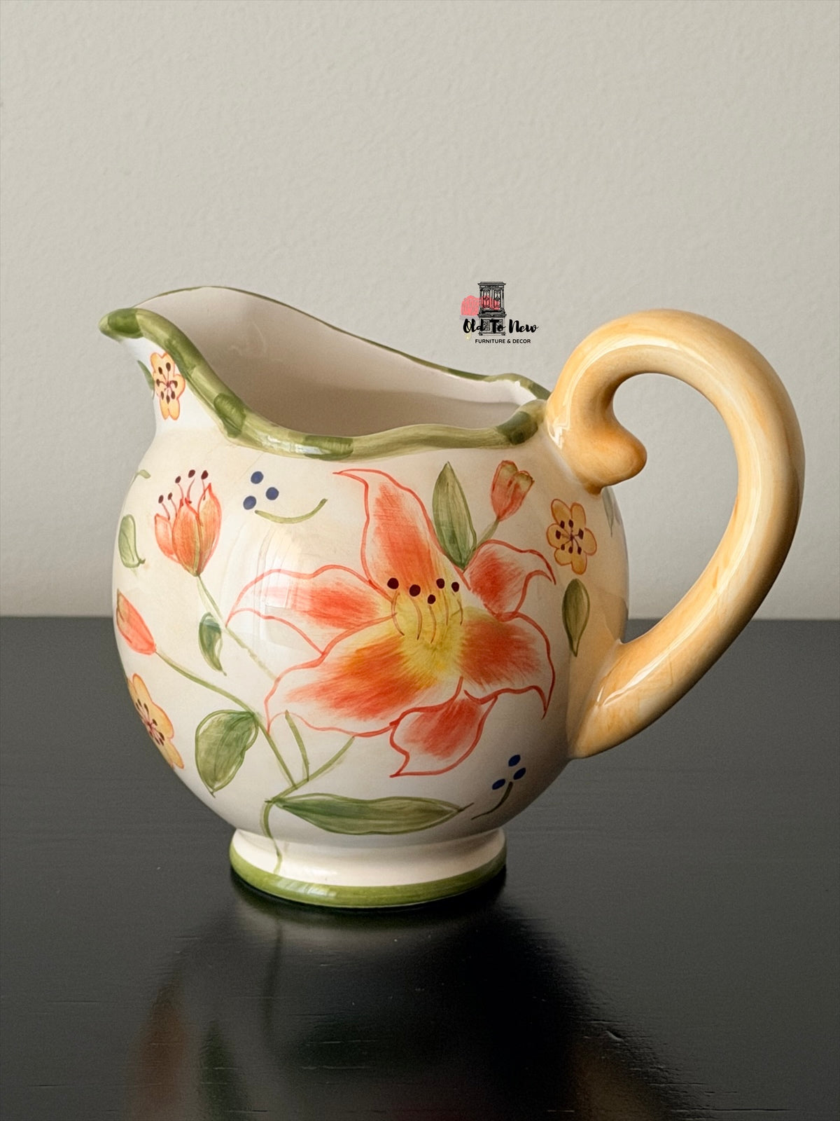 English Country Floral Ceramic Pitcher