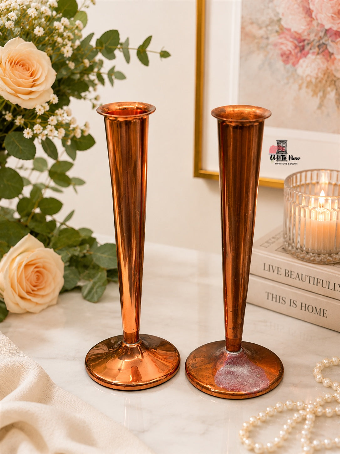 Vintage Coppercraft Guild 8" Taper Candlestick Holders (Pair)
