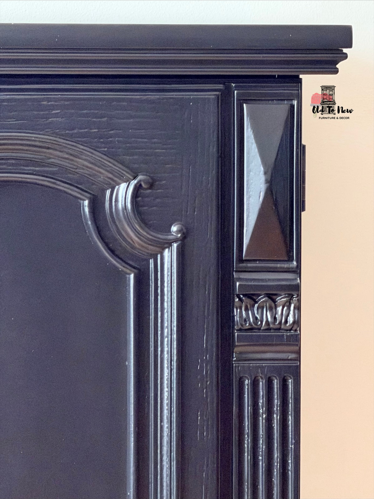 Restyled Vintage Black Sideboard with Gold Hardware | Elegant Storage Cabinet