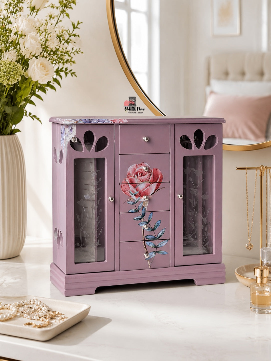 Elegant 5 Drawer Lavender Jewelry Storage Box