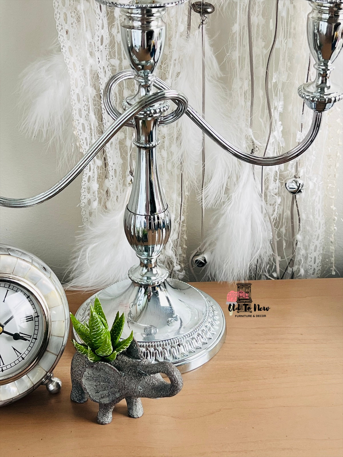 Polished Silver 3 Arm Twisted Candelabra Stand