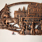 Vintage Copper-Tone Cast Metal Wall Plaque with Colonial Scene