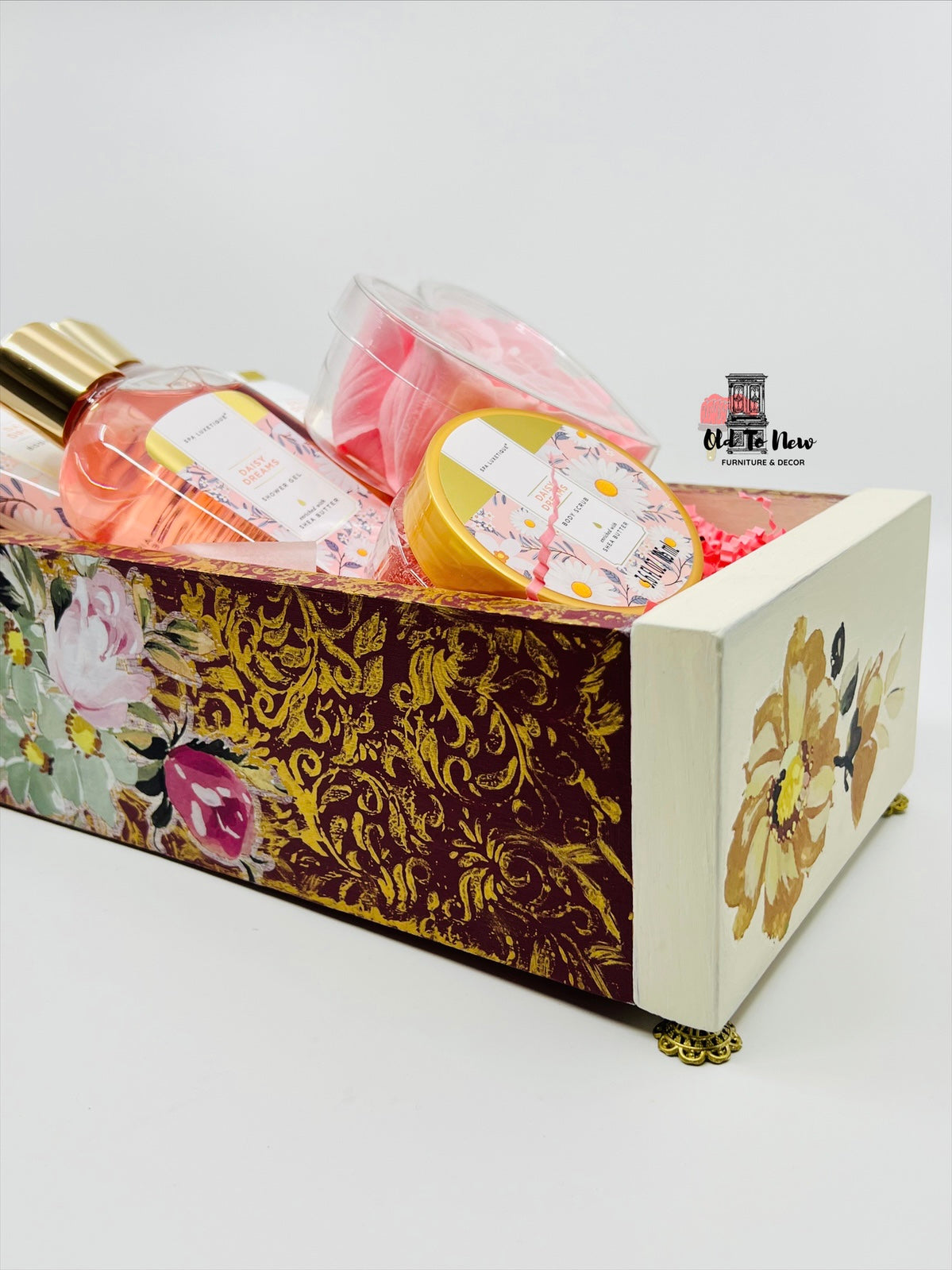 Pink and Gold Gift Box, Spa Gift Set, Mothers Day Gift, Birthday Gift, Anniversary Gift, Get Well Soon Gift, A gift for her, A Gift for She, Old to New Furniture & Decor
