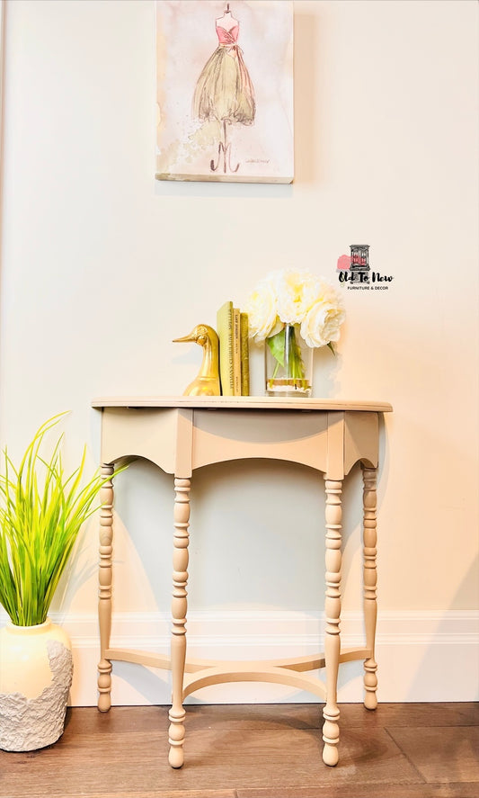 Upcycled Half Moon Accent Table; Old to New Furniture & Decor