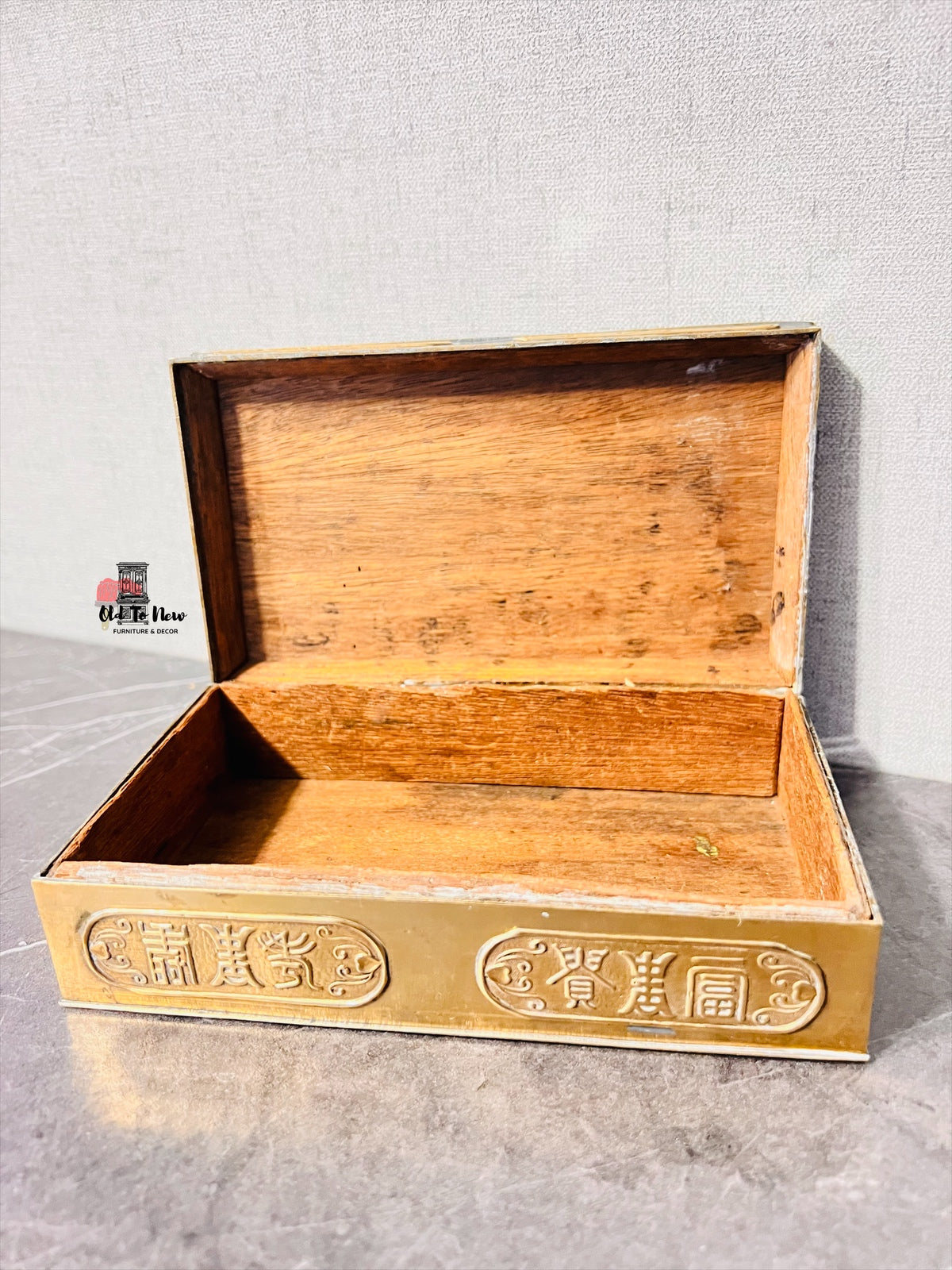Antique Brass Chinese Trinket Box Jewelry Holder