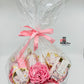 Deluxe Pink and White Gift Basket | Old to New Furniture & Decor, Pink Gold Gift Wrapped Basket Ready to Ship, Designer Spa Deluxe Basket, Mothers Day Gift, Birthday Gift, Hostess Gift, A Gift for Her. Hostess Gift, Get Well Soon Gift 