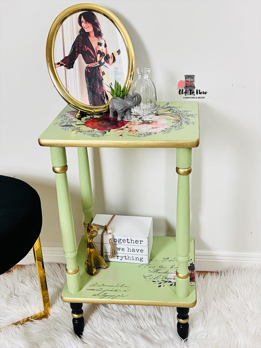 Green & Gold End Table, Ontario Firniture; Old to New Furniture & Decor