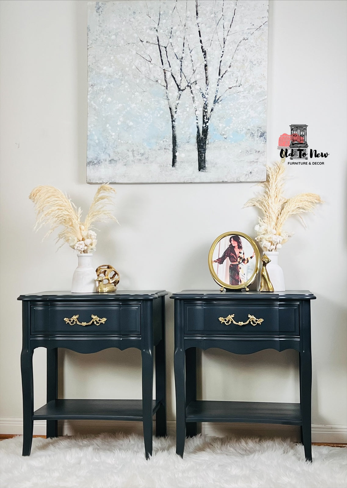 Classical French Provincial Side Tables, Painted Ash from Fusion Mineral Paint. Old to New Furniture & Decor