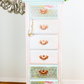 Gorgeous 6 Drawer Lingerie Chest Painted a combination of Pink & Teal colors with Decoupage Paper