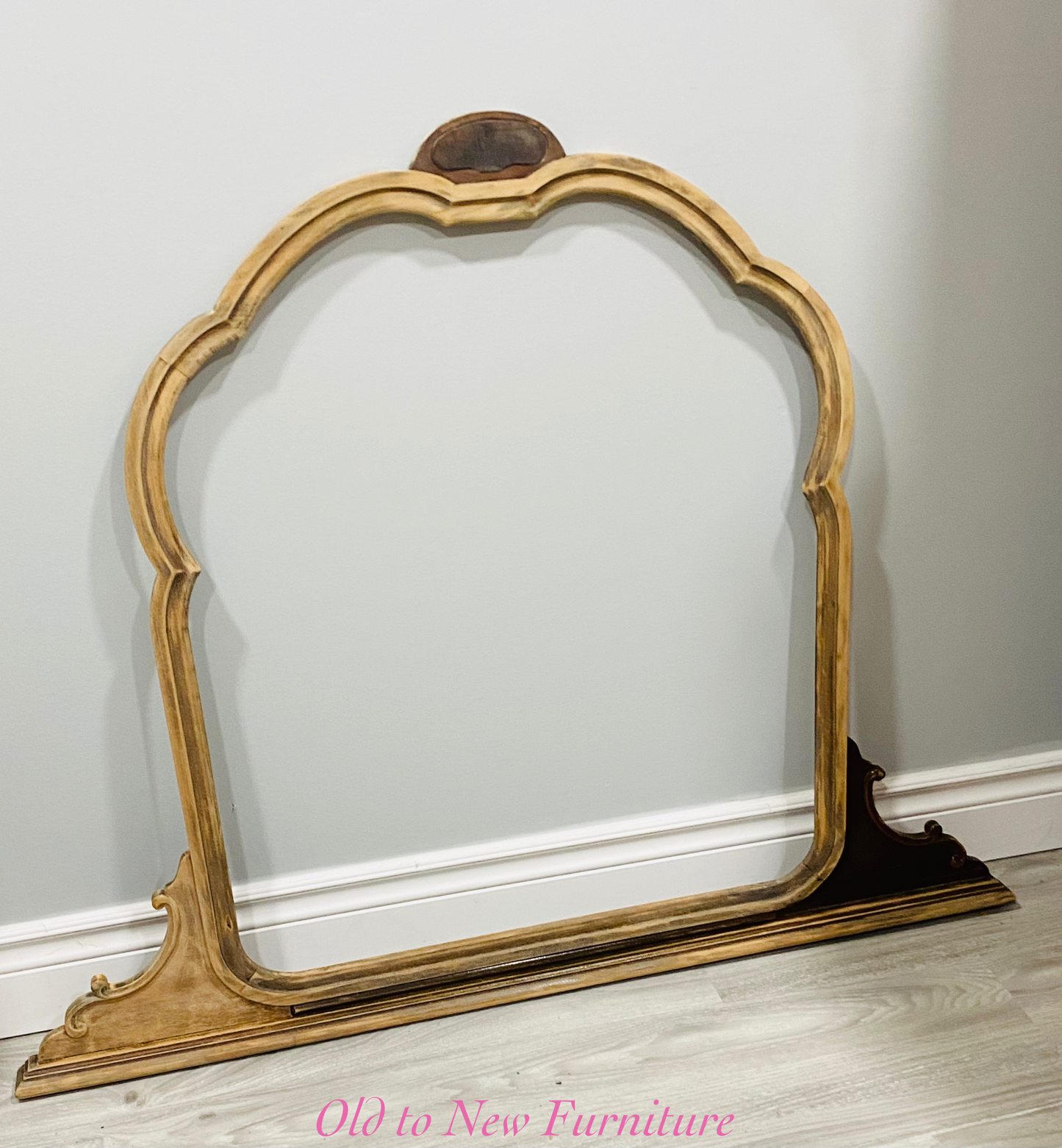 Brown Antique Mirror Refinished With Grey Wood Stain Now A Modern Farmhouse Mirror