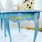 Oval French Provincial Antique End Tables Painted Soft Delicate Blue Color