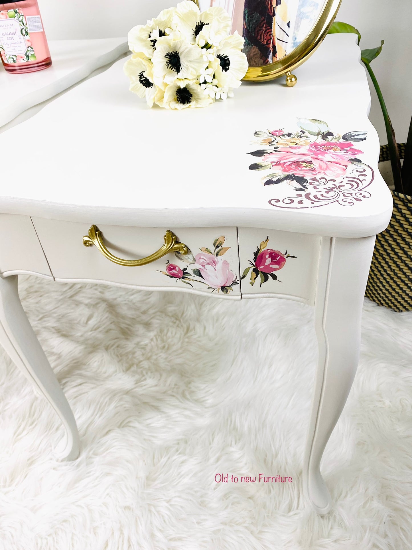 Antique white side tables elegant and uniquely beautiful painted a warm white color at oldtonewefurniture.ca
