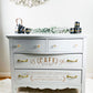 Fabulous Antique Sideboard Painted Light Grey With Gold Scrip Details