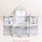 Antique Mirror Storage Shelf Painted White and Gold With Fusion Mineral Paint Picket Fence