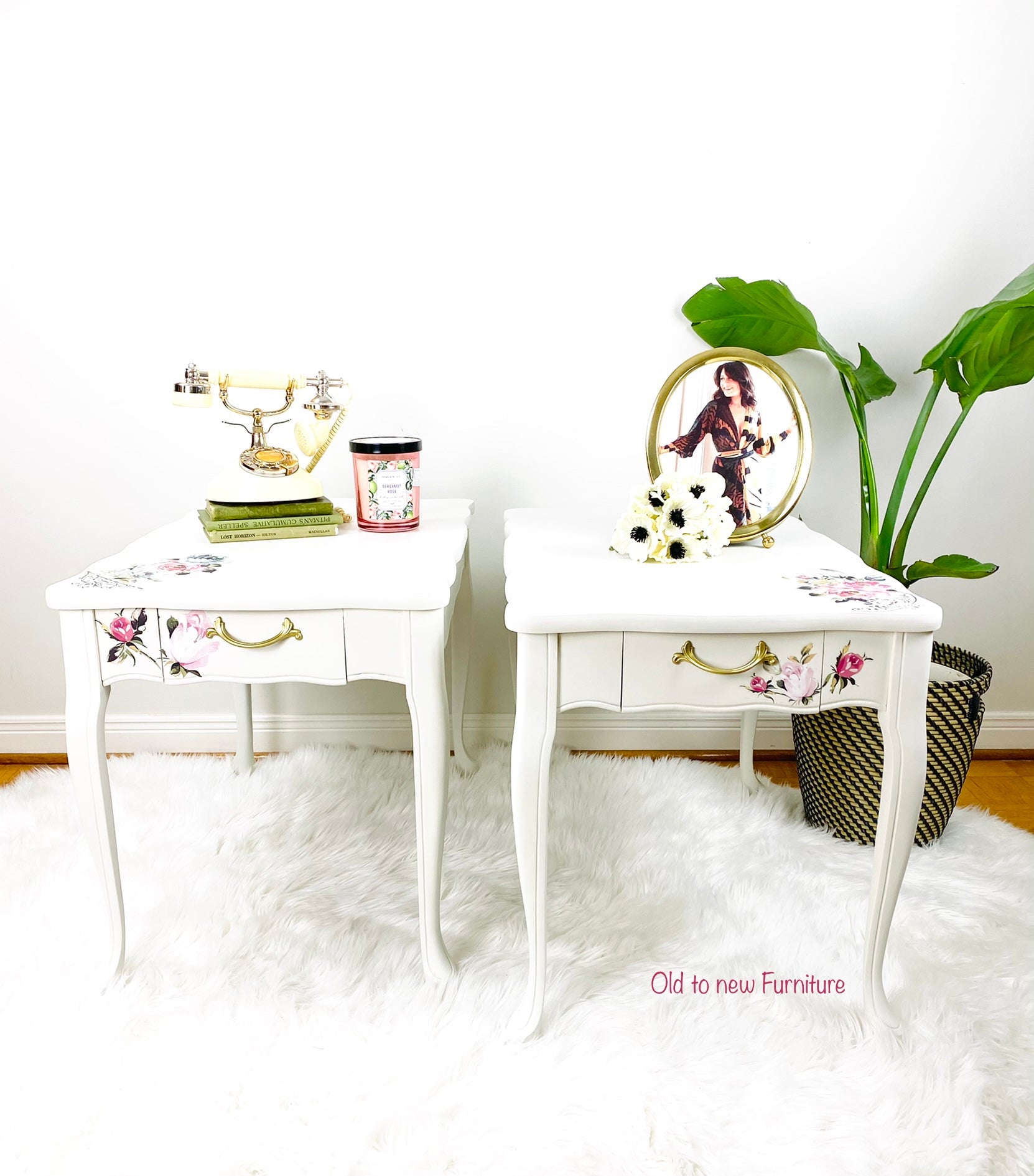 Antique White French Provincial End Tables Painted With Fusion Mineral Paint at oldtonewfurniture.ca