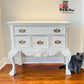 Beautiful Antique 4 Drawer Sideboard with Engraved Hand Carved Details Painted With Fusion Mineral Paint