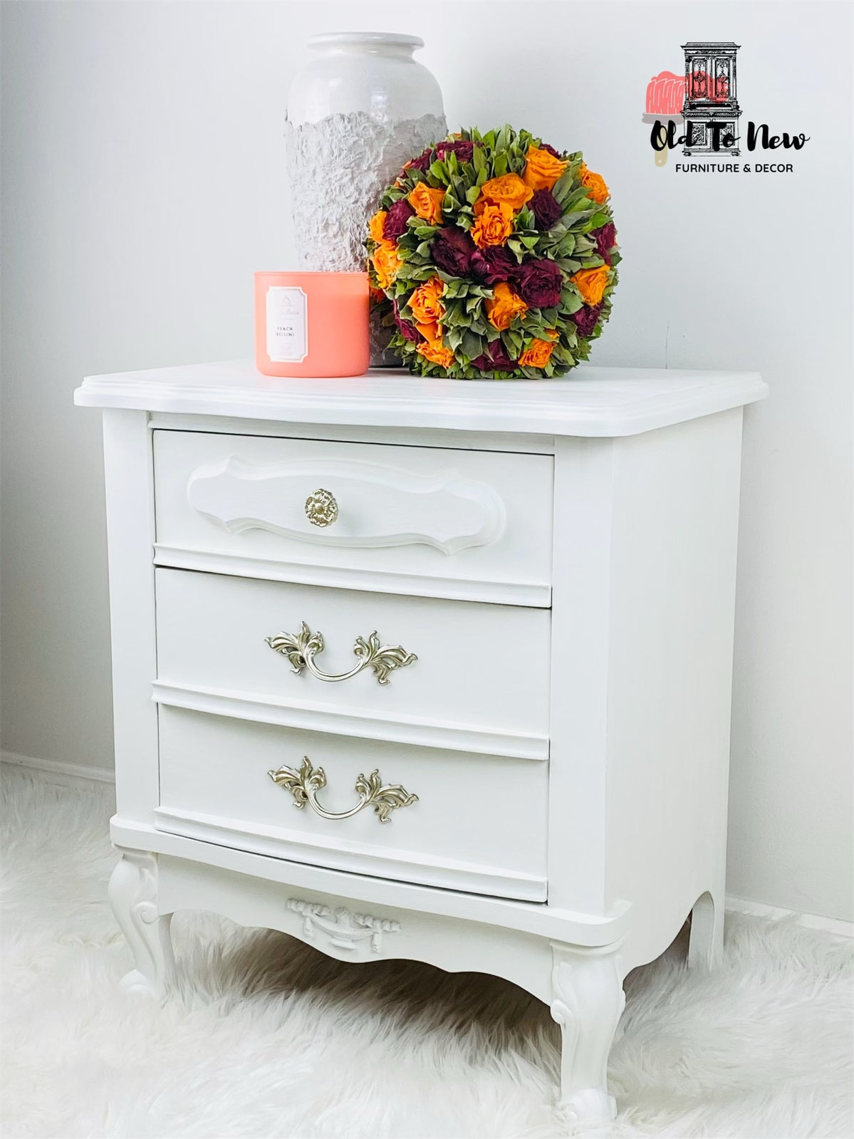 2 Drawer Night Stand Painted with Old White From Annie Sloan