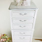 Gorgeous French Provincial 7 Drawer Baronet Dresser Painted White with Victorian Lace from Fusion Mineral Paint