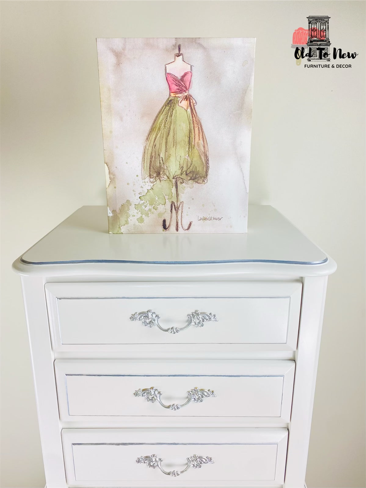 Gorgeous French Provincial 7 Drawer Baronet Dresser Painted White with Victorian Lace from Fusion Mineral Paint