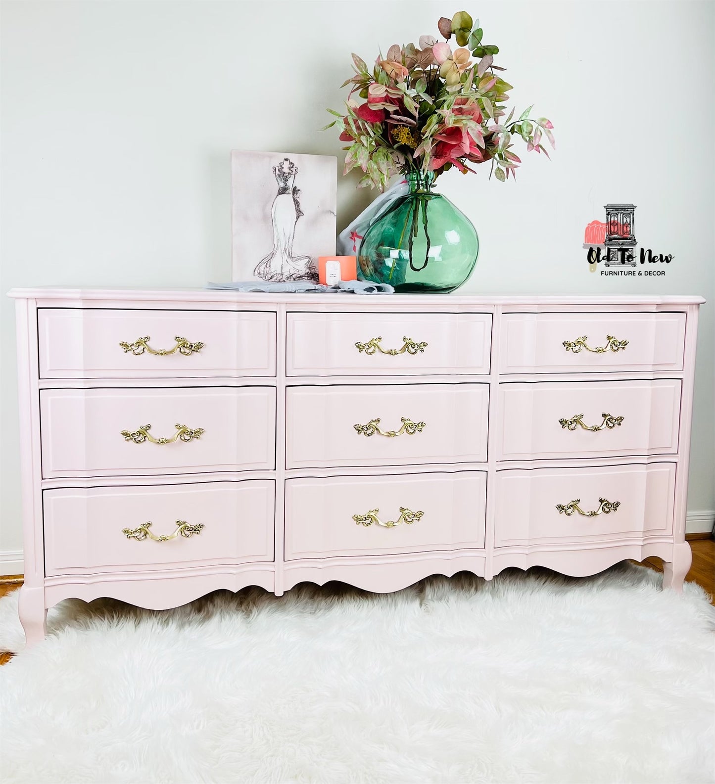 Gorgeous 9 Drawer Malcolm Dresser Painted Delicate Pink With Fusion Mineral Paint
