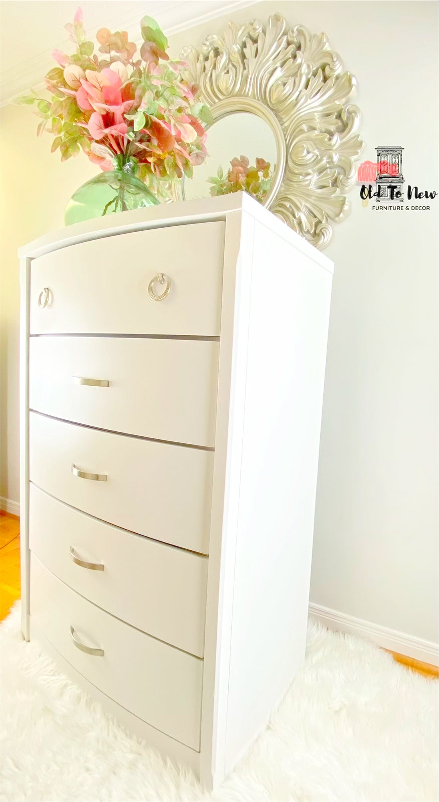 Tall 5 Drawer Armoire Dresser Painted White With Victorian Lace From Fusion Mineral Paint 