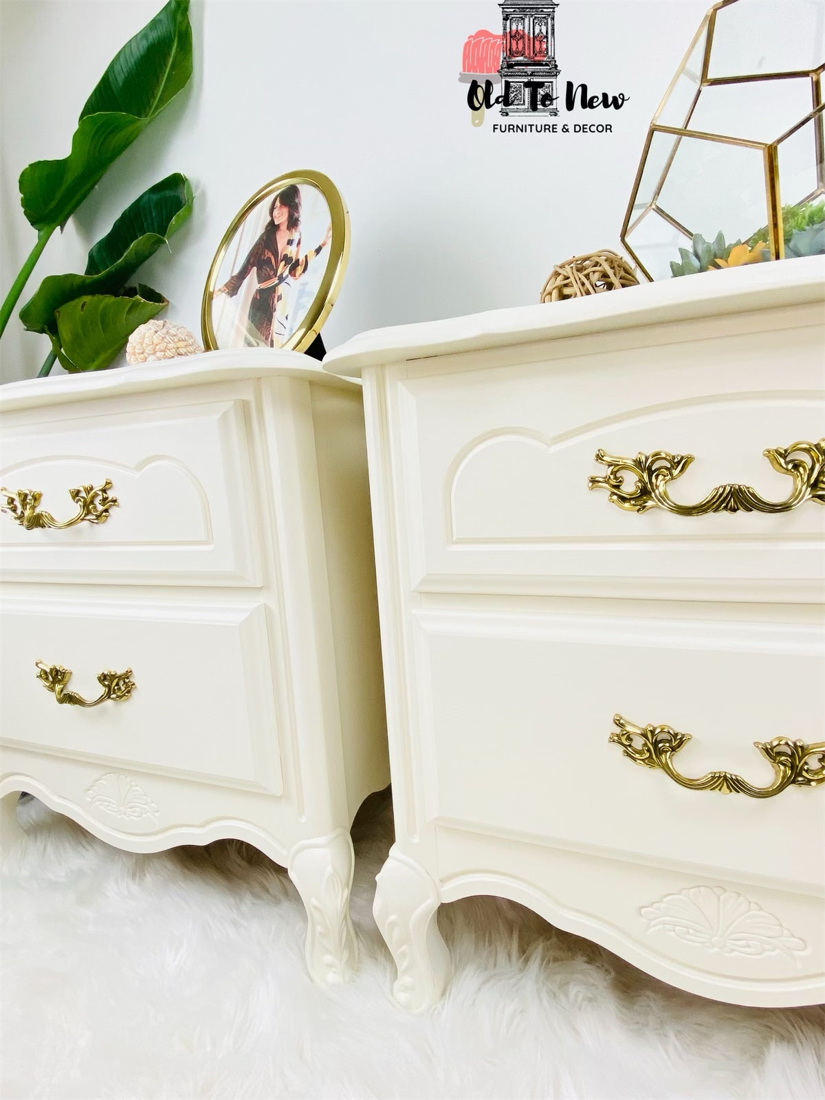 Beige French Provincial 2 Drawer Night Stands Painted with Plaster From Fusion Mineral Paint