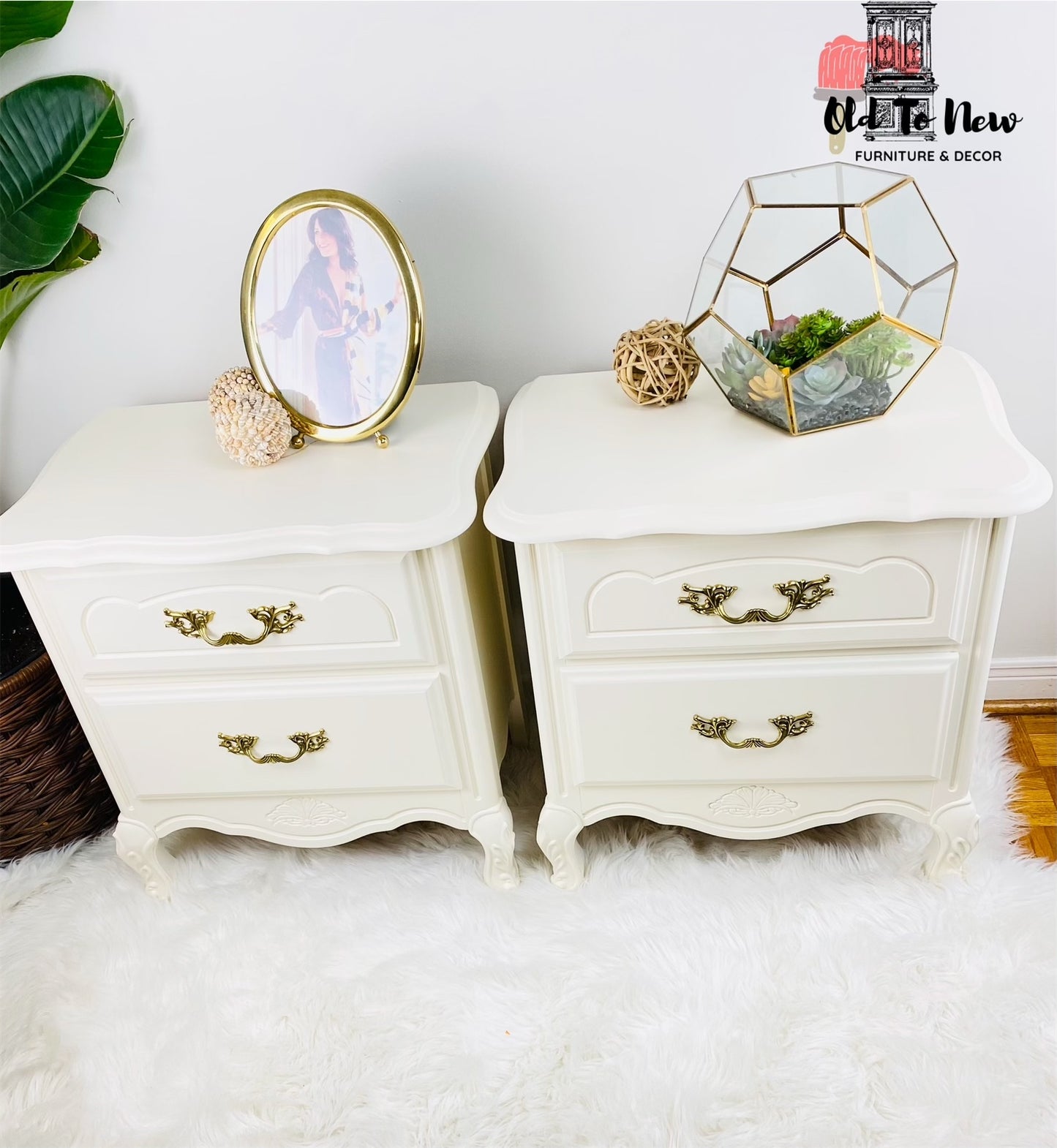 Beige French Provincial 2 Drawer Night Stands Painted with Plaster From Fusion Mineral Paint