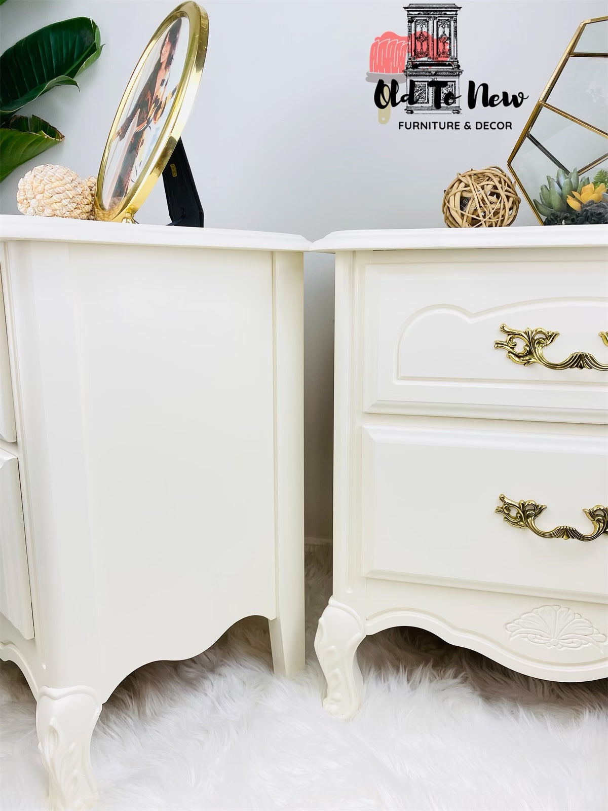 Beige French Provincial 2 Drawer Night Stands Painted with Plaster From Fusion Mineral Paint