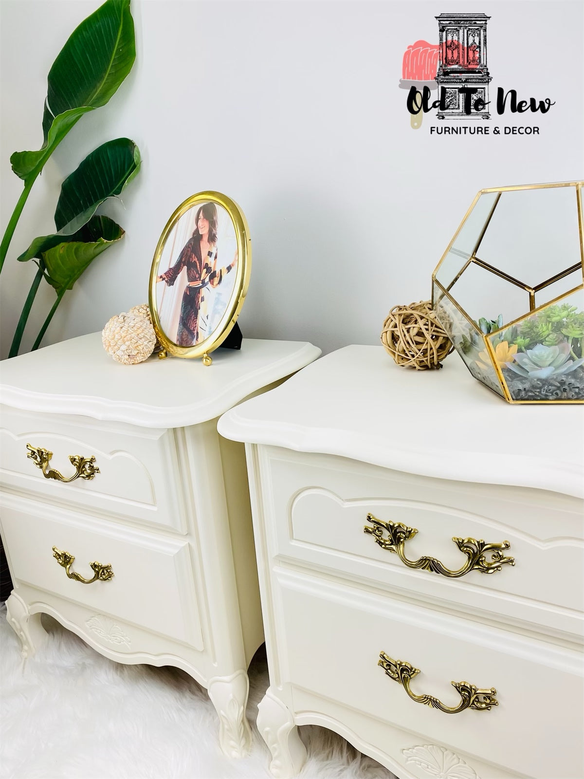 Beige French Provincial 2 Drawer Night Stands Painted with Plaster From Fusion Mineral Paint