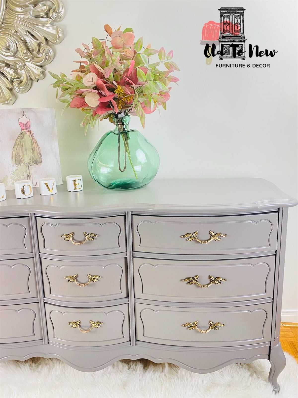 Gorgeous French Provincial 9 Drawer Dresser Painted With Hazelwood; Fusion Mineral Paint