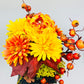 Beautiful Orange and Yellow Floral Center Piece with Candle - Fall Flower Arrangement