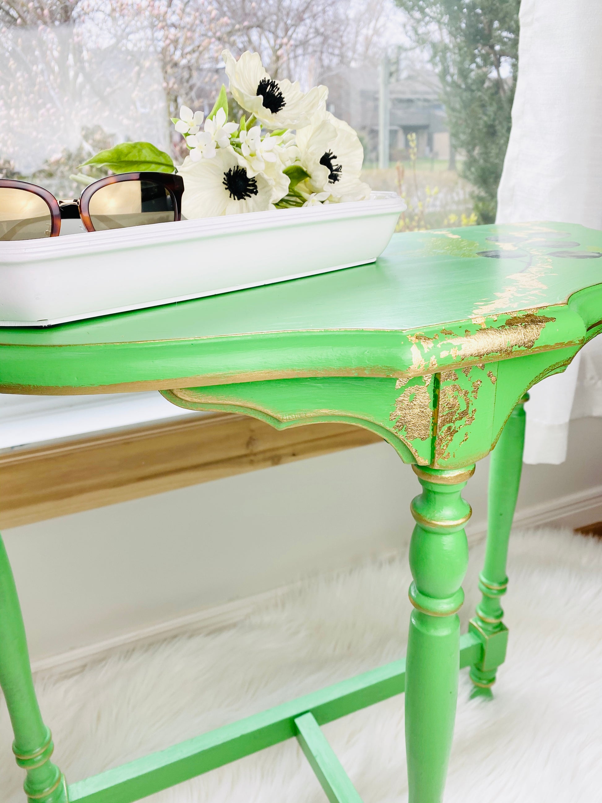 Cute Green and Gold Accent Table
