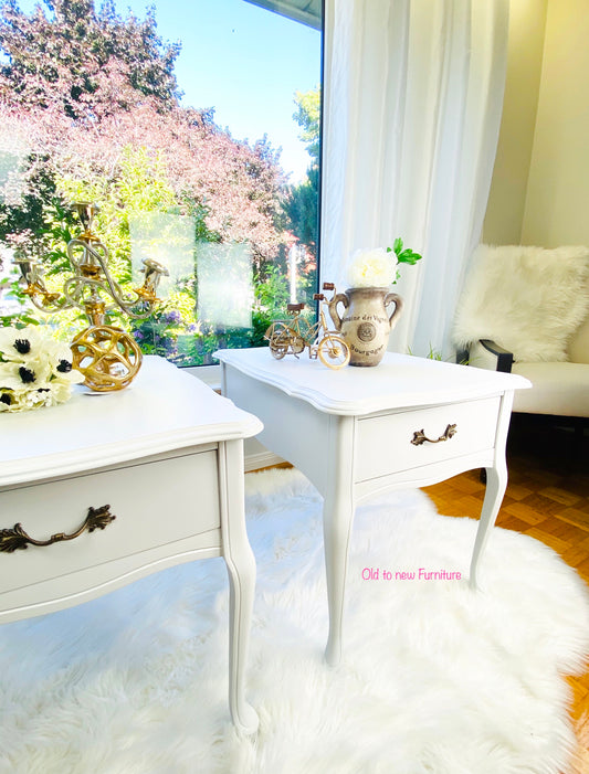Gorgeous French Provincial End Tables Painted White With Fusion Mineral Paint