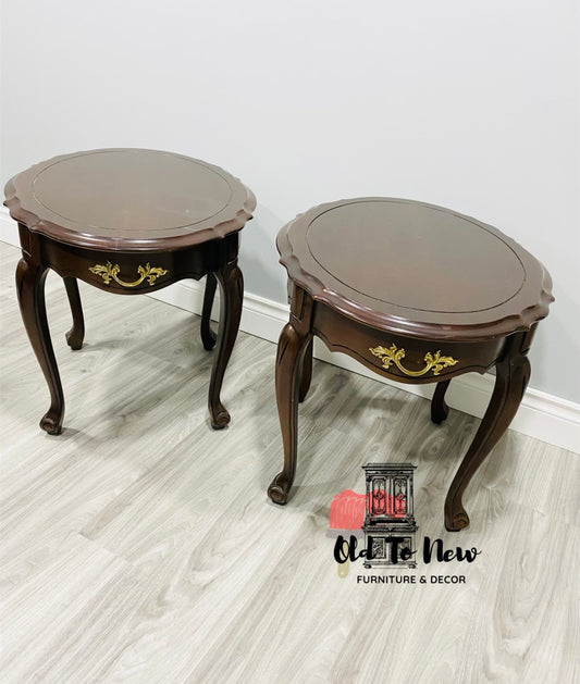 Unfinished Antique French Provincial Oval End Tables; Choose Paint Color And Customize These End Tables