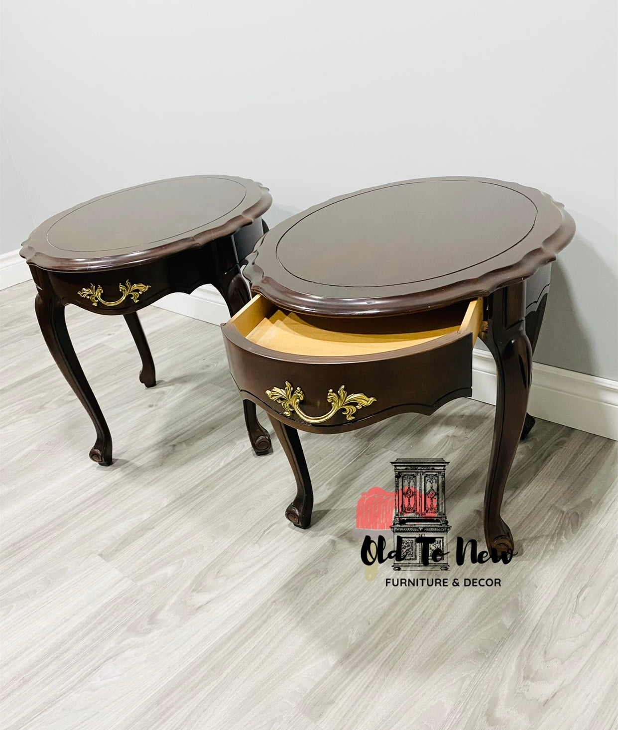 Unfinished Antique French Provincial Oval End Tables; Choose Paint Color And Customize These End Tables