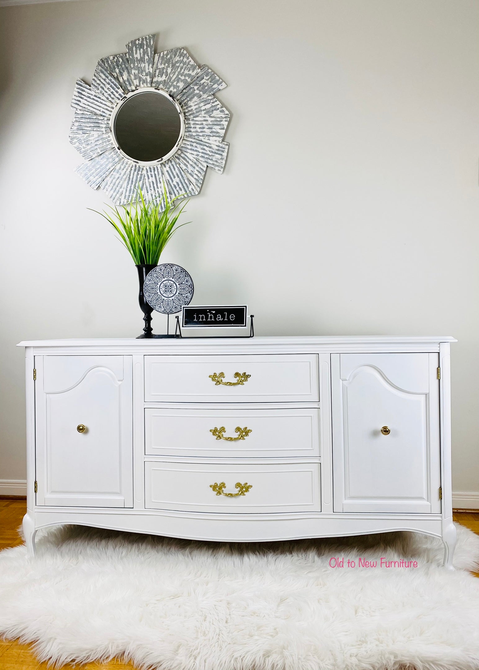Gorgeous Customized French Provincial Sideboard Painted White