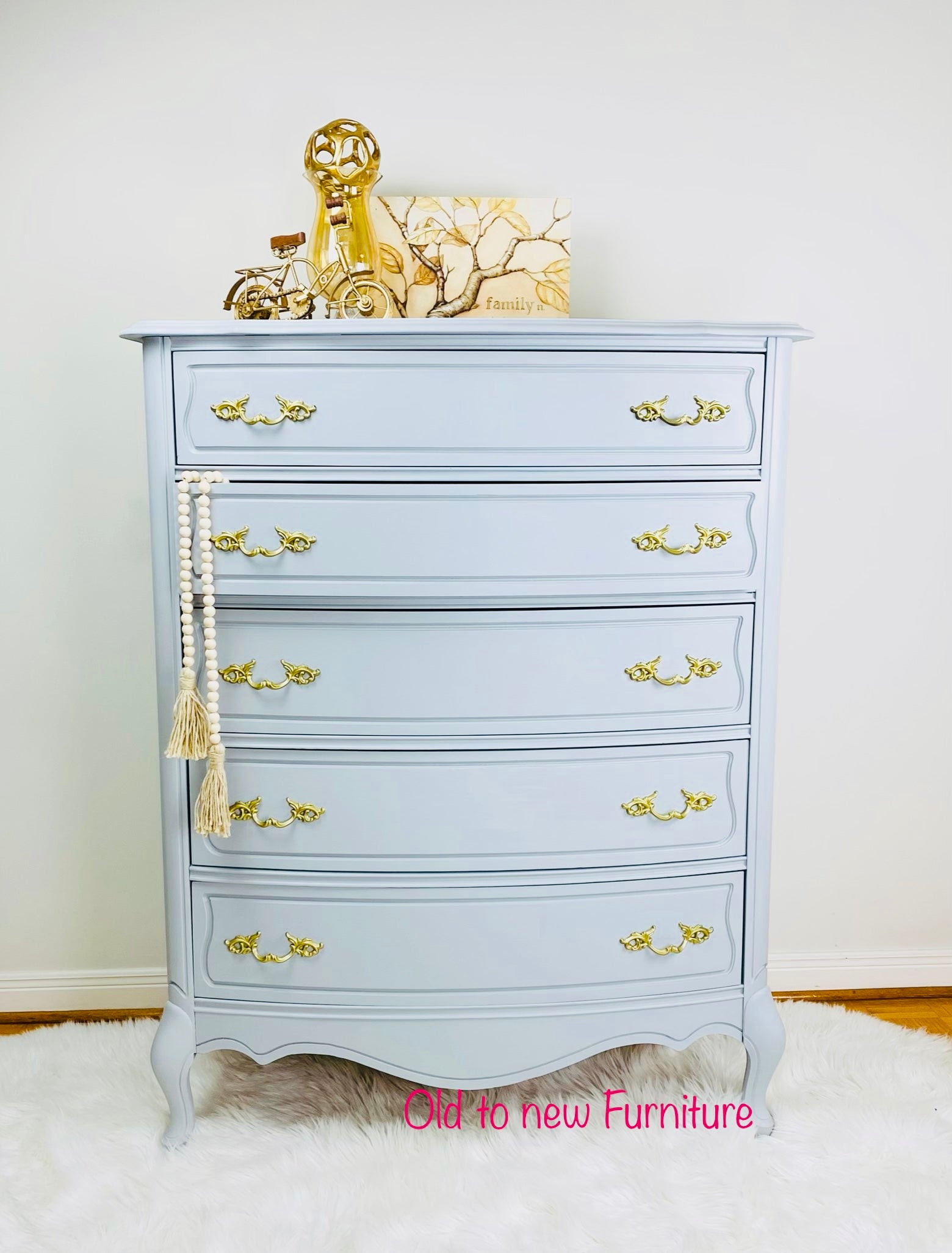 Stunning French Provincial Armoire, Tall Dresser Painted Grey