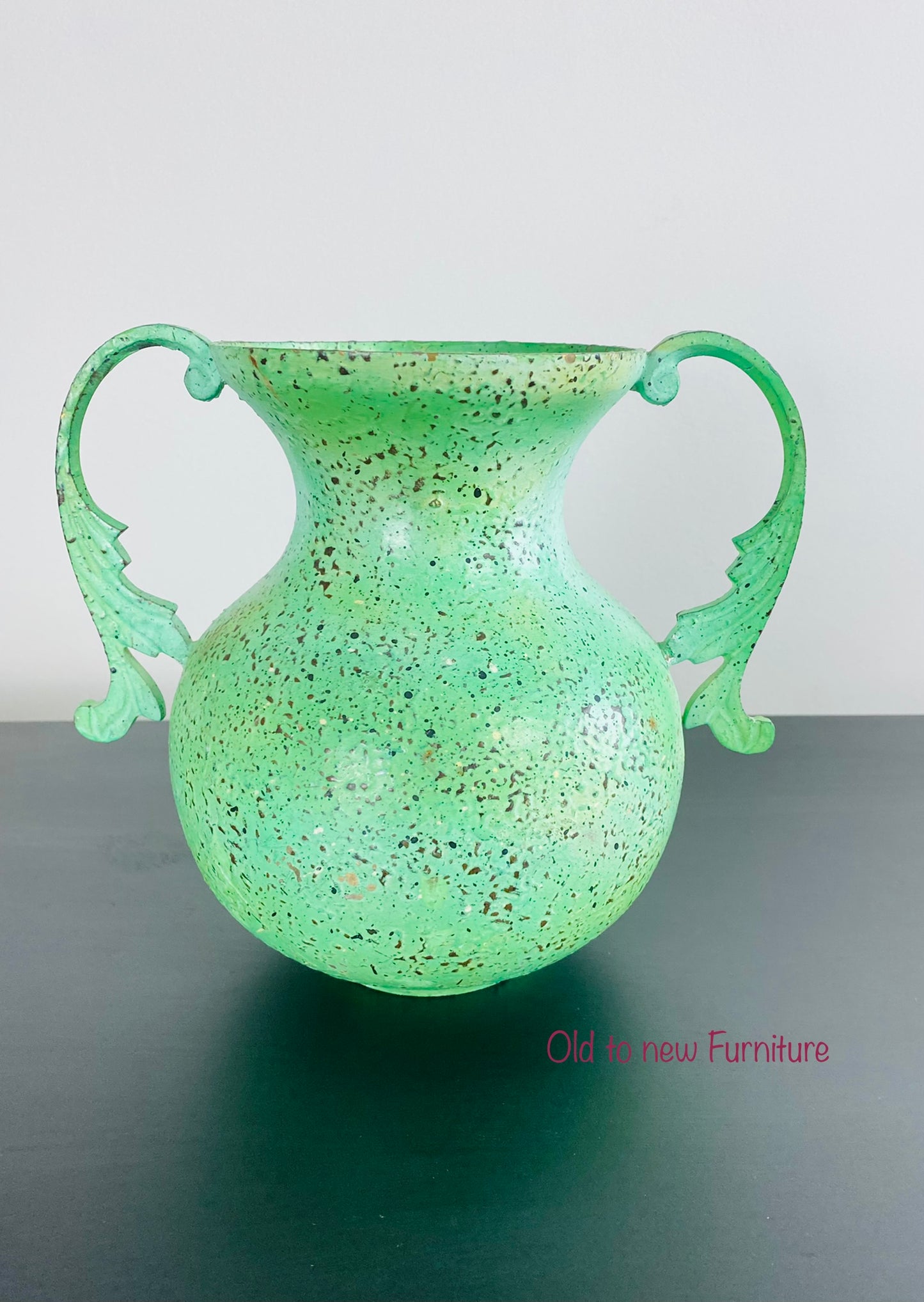 Vintage Light Green Metal Vase
