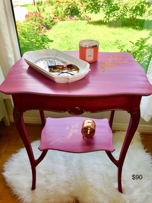 Antique Accent Table Painted Red