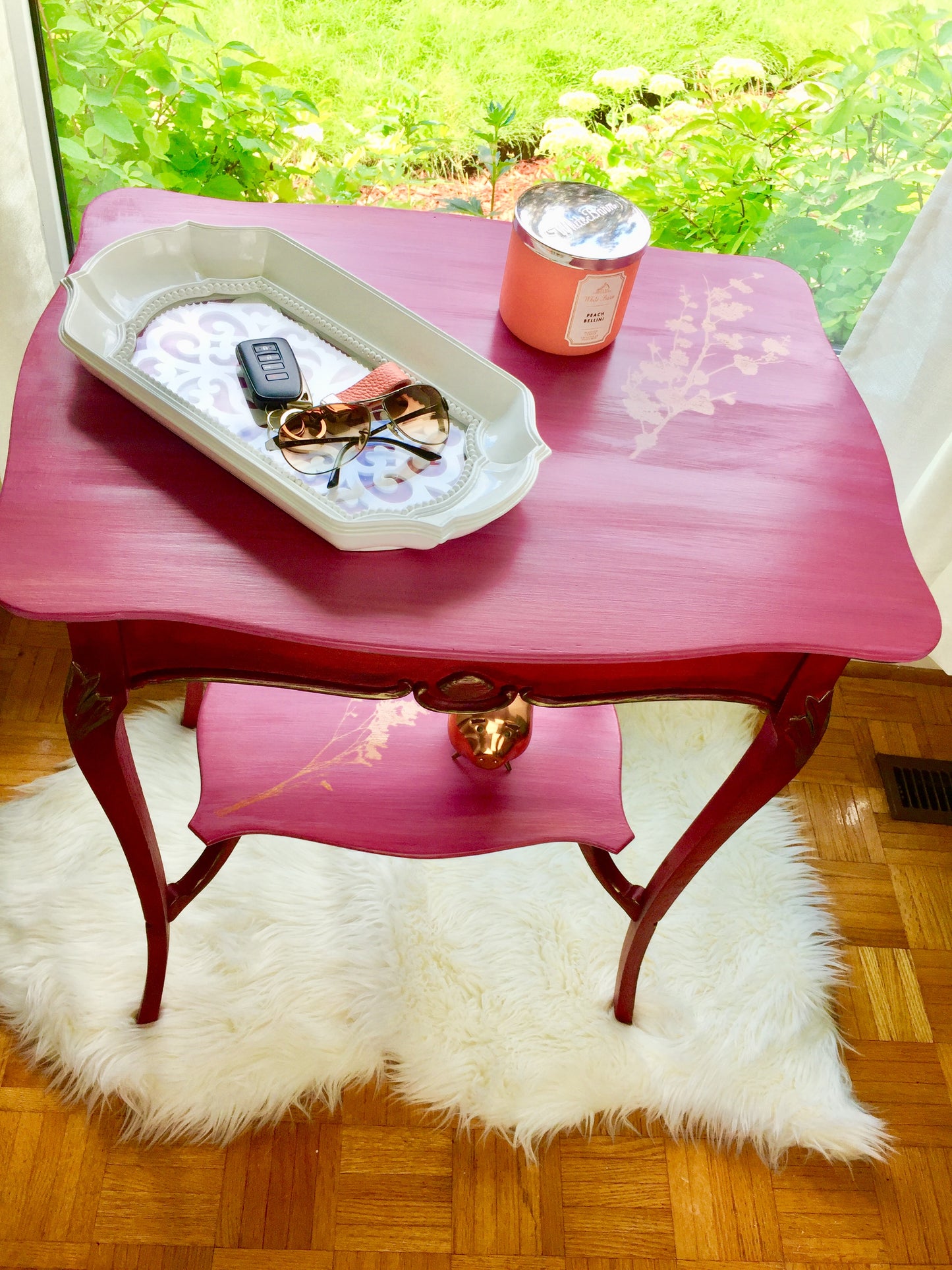 Antique Accent Table Painted Red