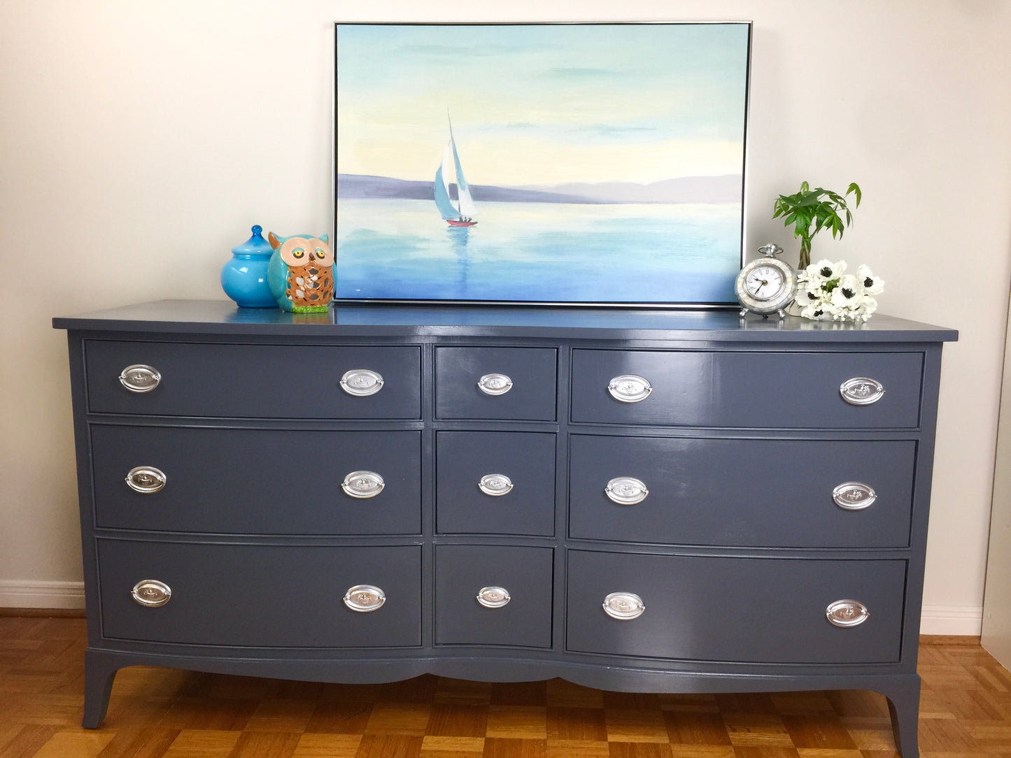 Gorgeous Dresser and Night Stand Painted Grey With Fusion Mineral Paint